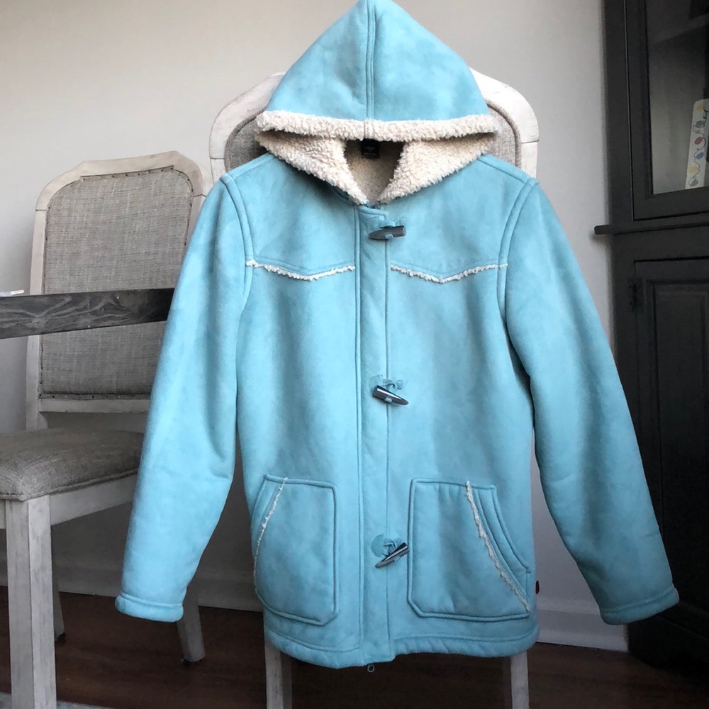 WOOLRICH Women’s Faux Suede Sherpa Fleece Coat